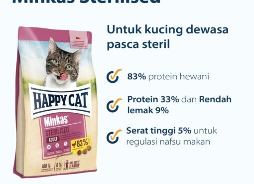 Jual Makanan Kucing Steril Happy Cat Minkas Sterilised 500gr 500 gr ...